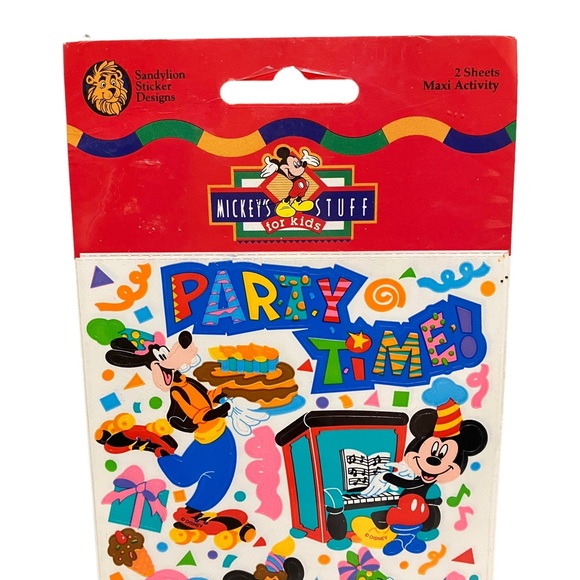 Vintage Sandylion Disney Mickey's Stuff For Kids Party Time Sticker Sheets NEW - Picture 2 of 5